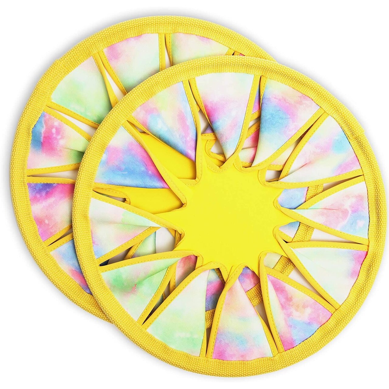 2 Pack Soft Catch Flying Disc Toys for Outdoor Family Games, Yellow, 12 Inches
